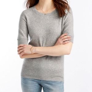 LL Bean Gray 100% Cashmere Short Sleeve Sweater